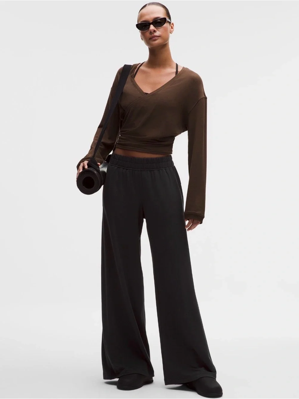 Lululemon Black Be Calm Mid-Rise Wide-Leg Pants